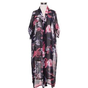 Code22 Floral Pattern Print Short Sleeve Kimono